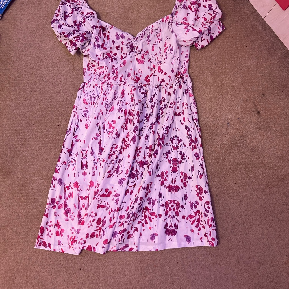 Pink Puff Sleeve Sweetheart Midi Sundress